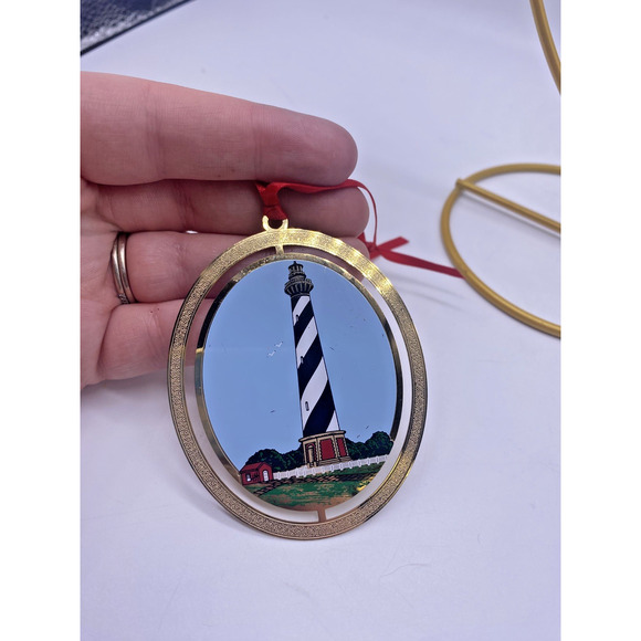 Cape Hatteras Lighthouse Christmas Ornament Gold Metal North Carolina Vintage 3" - Picture 5 of 8